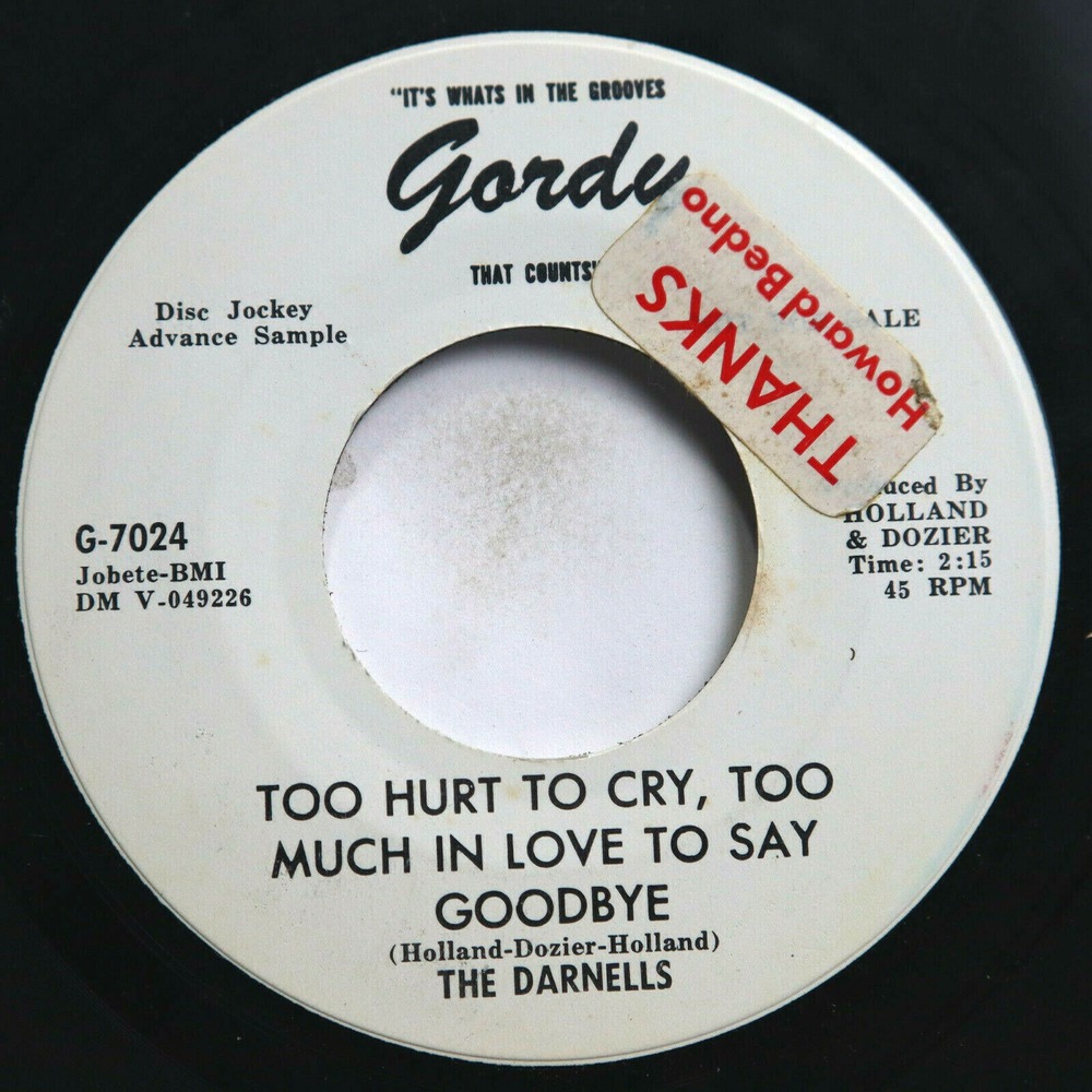 DARNELLS - TOO HURT TO CRY, TOO MUCH IN LOVE TO SAY/ COME ON - SOUL 45 *PROMO*